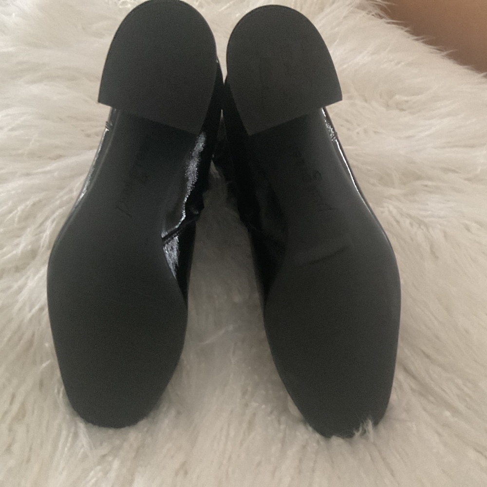 Paul Green Glossy Black Ankle Booties with Square Toe - Picture 3 of 4